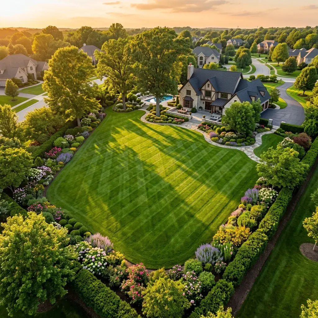Beautiful house with green lawn